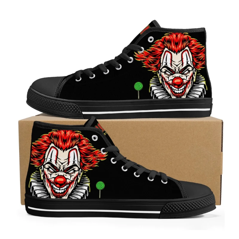 Insane Clown Halloween Night Men's High Top Canvas Shoes