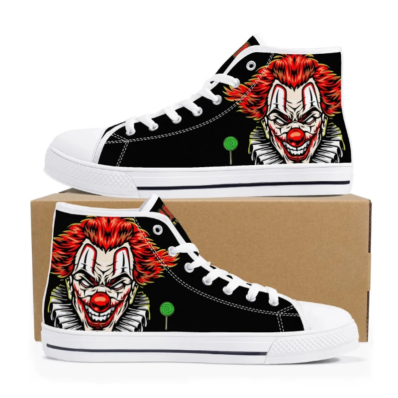 Insane Clown Halloween Night Men's High Top Canvas Shoes