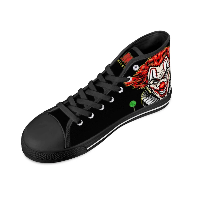 Insane Clown Halloween Night Men's High Top Canvas Shoes