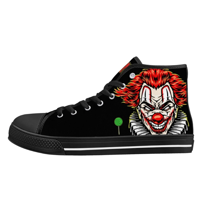 Insane Clown Halloween Night Men's High Top Canvas Shoes