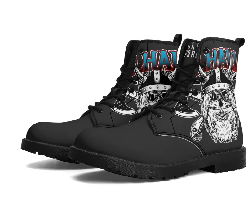 Valhalla Skull Axes H Unisex Leather Boots Level 10