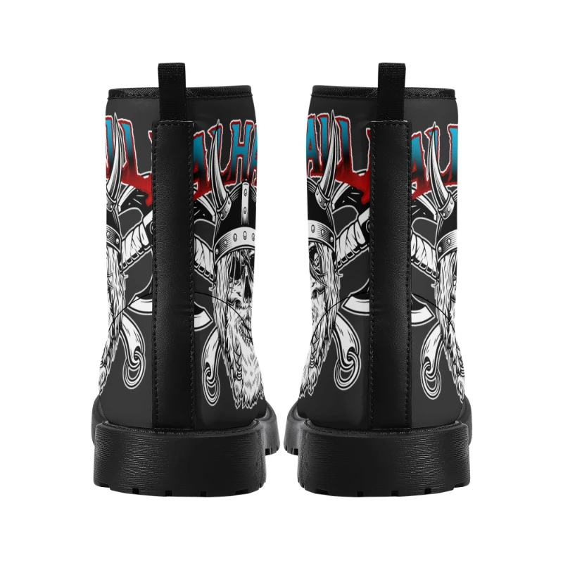 Valhalla Skull Axes H Unisex Leather Boots Level 10