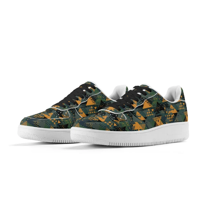 Stars X Orange Green Pattern Upgraded Low Top Leather Sneakers