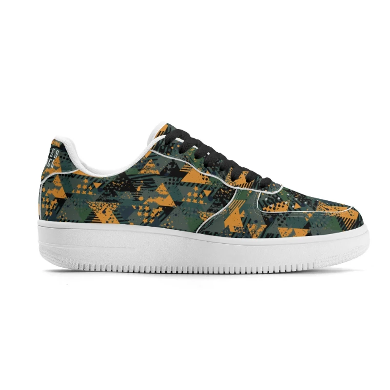 Stars X Orange Green Pattern Upgraded Low Top Leather Sneakers