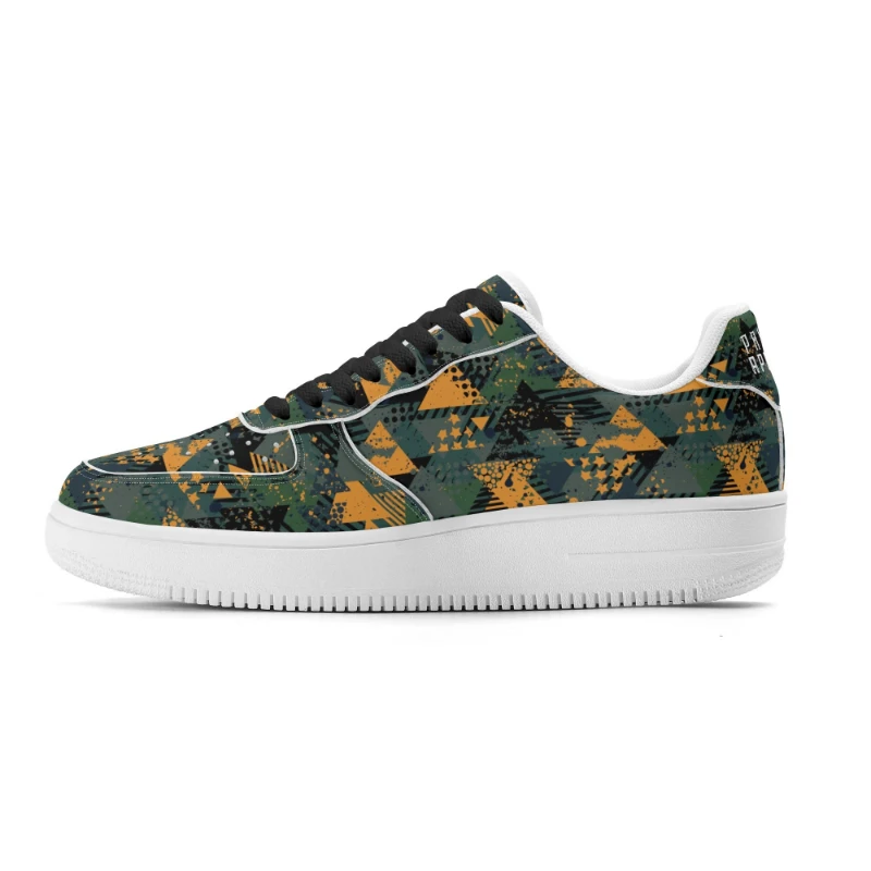 Stars X Orange Green Pattern Upgraded Low Top Leather Sneakers