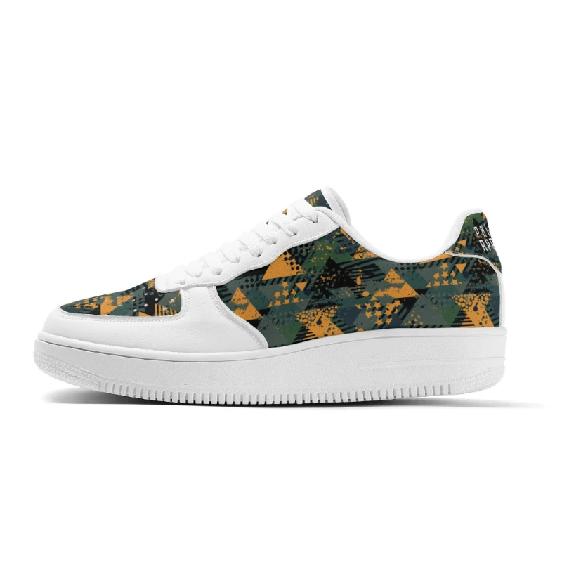 Stars X Orange Green Pattern White Upgraded Low Top Leather Sneakers