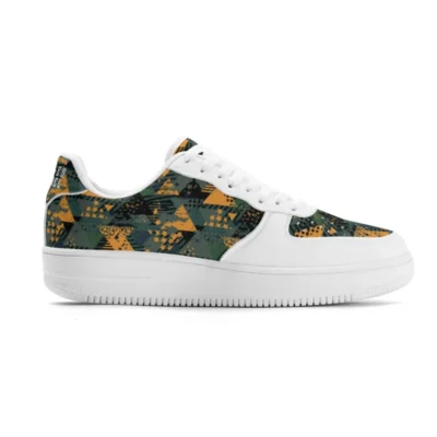 Stars X Orange Green Pattern White Upgraded Low Top Leather Sneakers