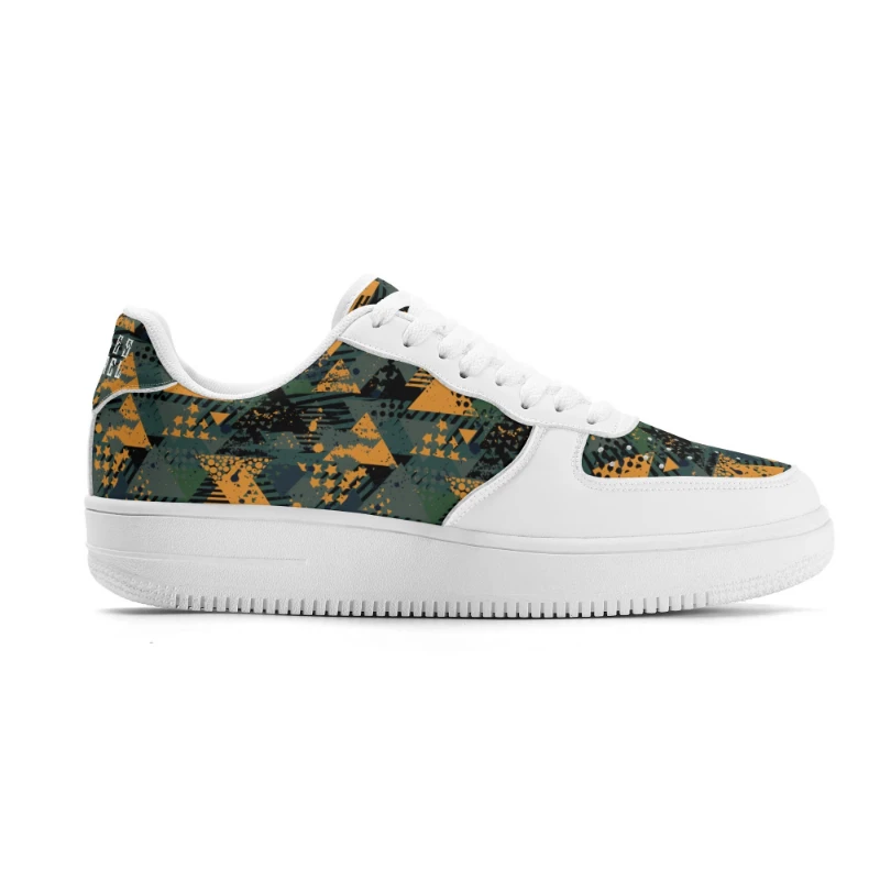 Stars X Orange Green Pattern White Upgraded Low Top Leather Sneakers