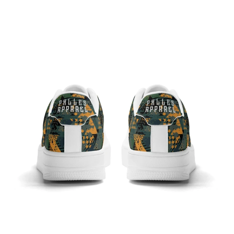 Stars X Orange Green Pattern White Upgraded Low Top Leather Sneakers