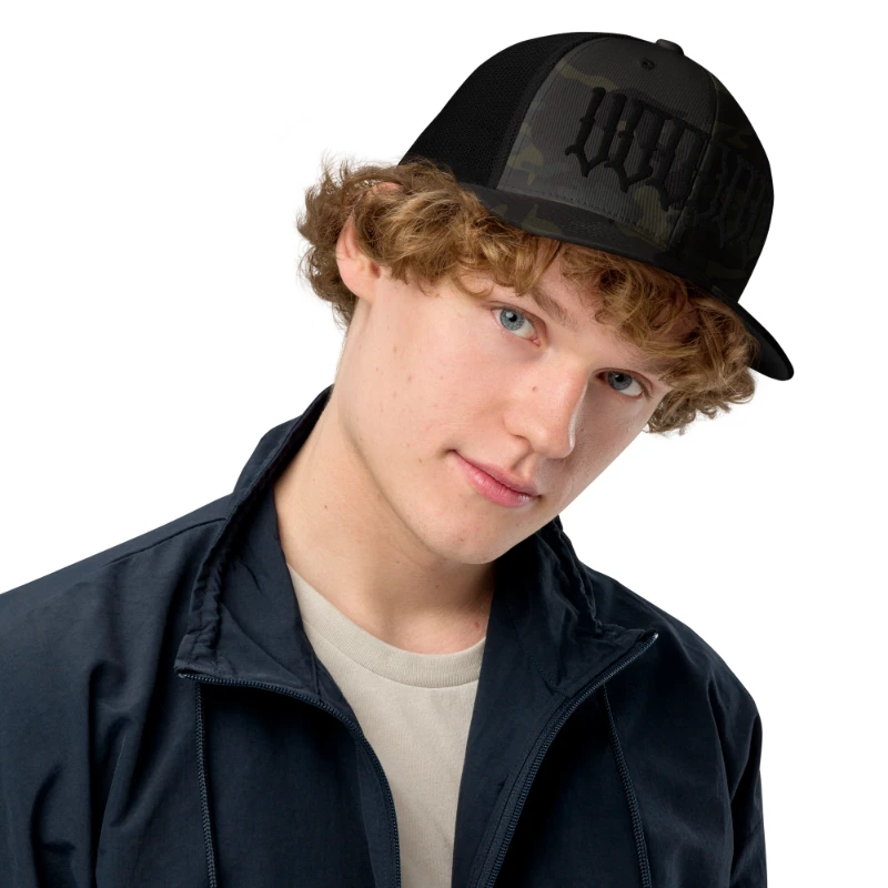 closed-back-trucker-cap-multicam-black-black-front-66780bc367e66 Black VooDoo Camouflage Closed-back Trucker Cap