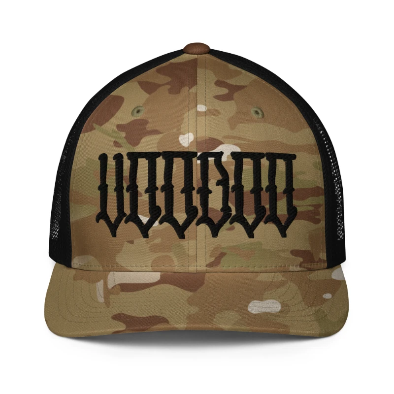 closed-back-trucker-cap-multicam-green-black-front-66780bc367fbf Black VooDoo Camouflage Closed-back Trucker Cap