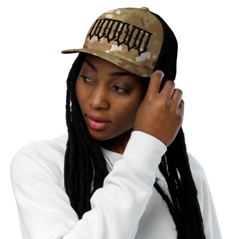 closed-back-trucker-cap-multicam-green-black-front-66780bc368257 Black VooDoo Camouflage Closed-back Trucker Cap