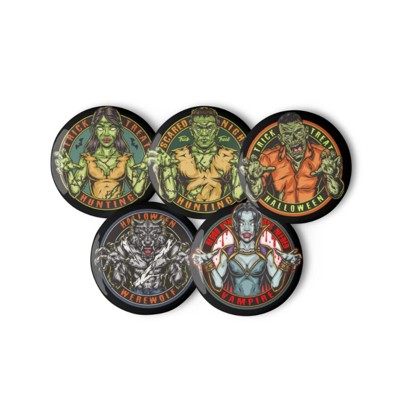 Monsters Set of pin buttons
