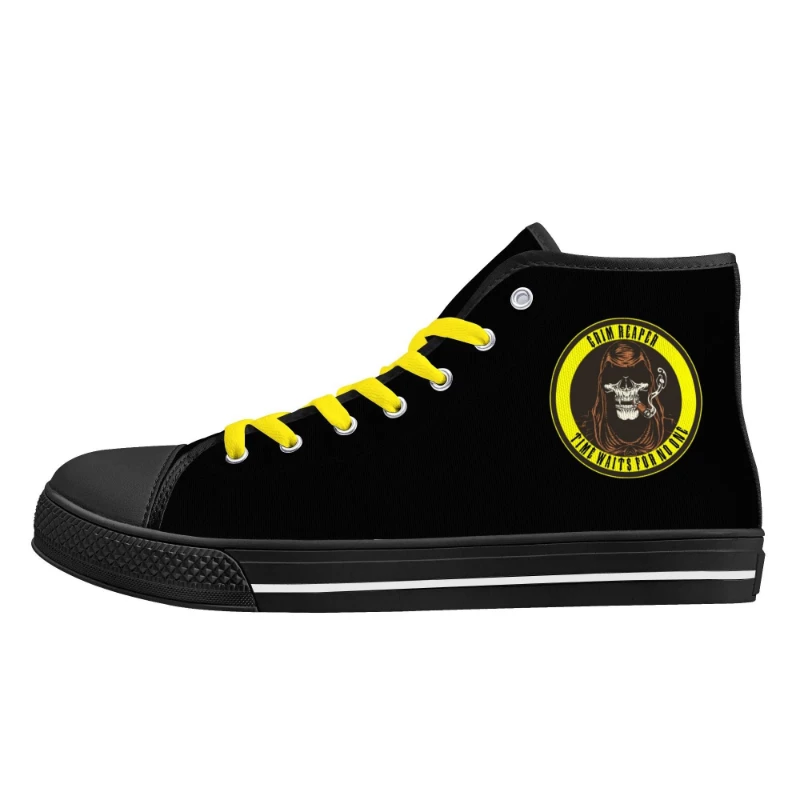 Gold Grim Reaper Rubber High Top Canvas Shoes