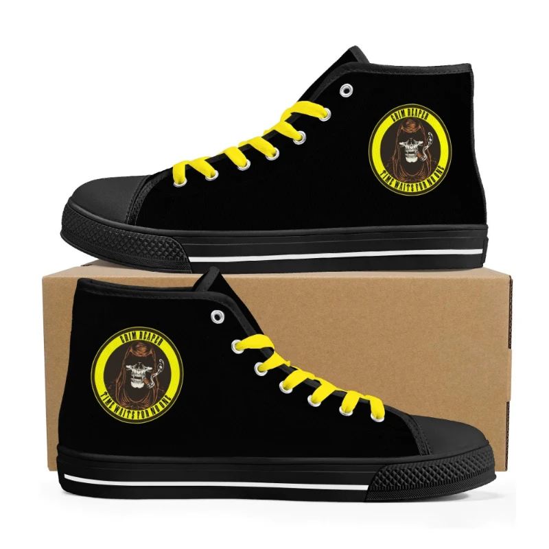 Gold Grim Reaper Rubber High Top Canvas Shoes