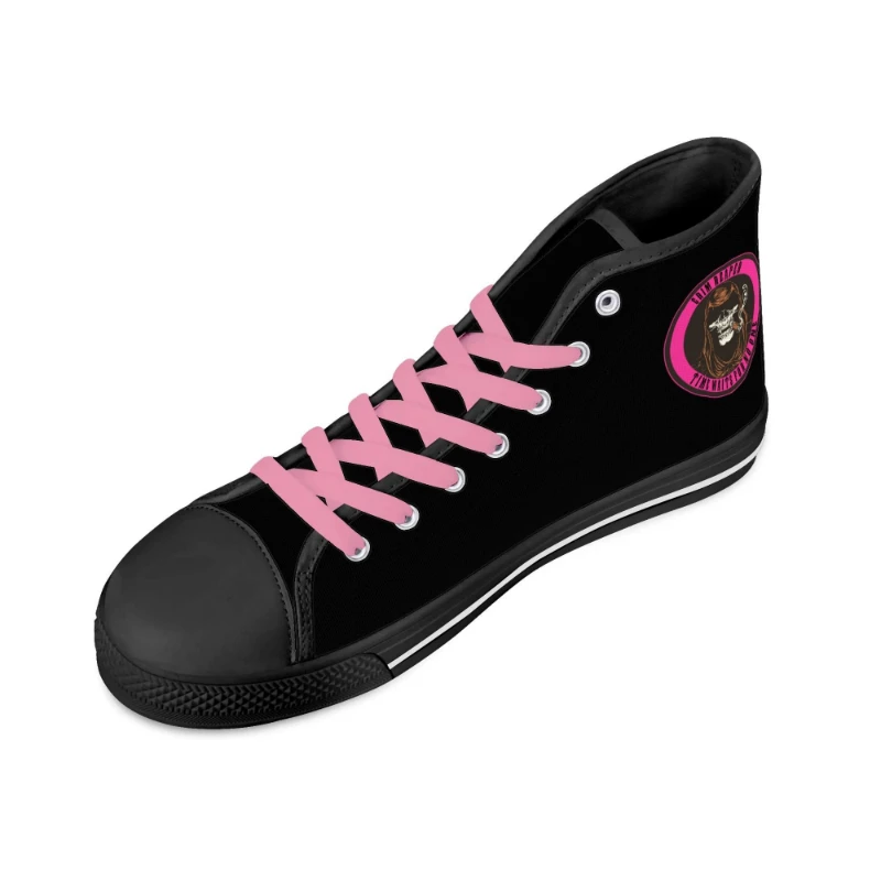 Pink Grim Reaper Rubber High Top Canvas Shoes