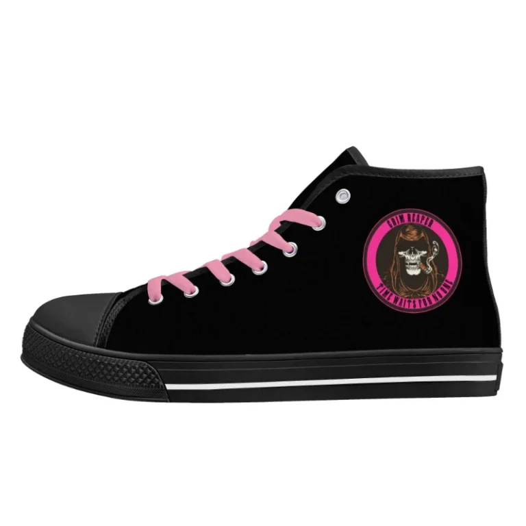 Pink Grim Reaper Rubber High Top Canvas Shoes