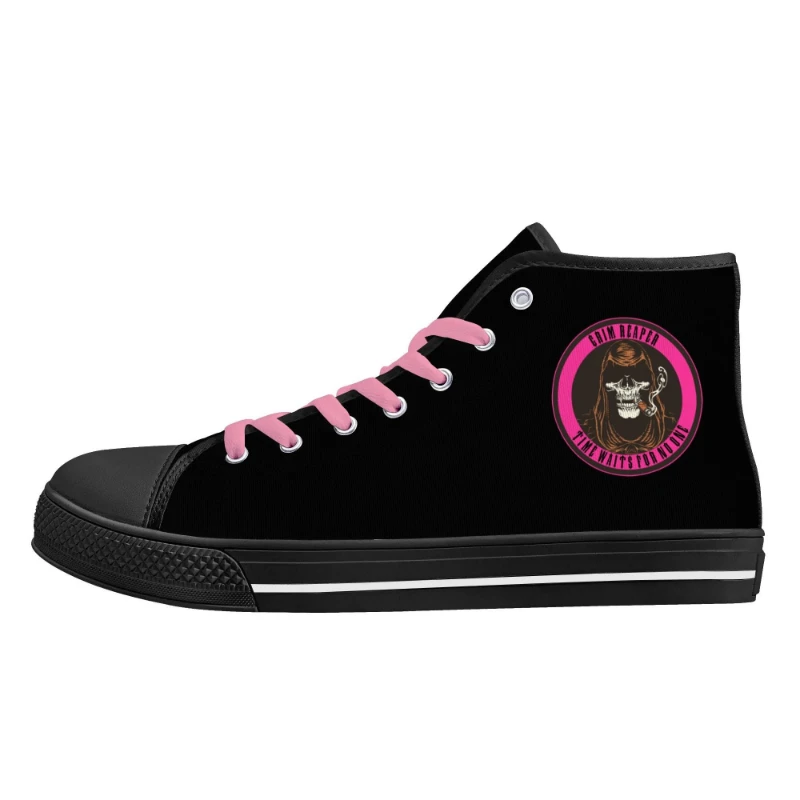 Pink Grim Reaper Rubber High Top Canvas Shoes