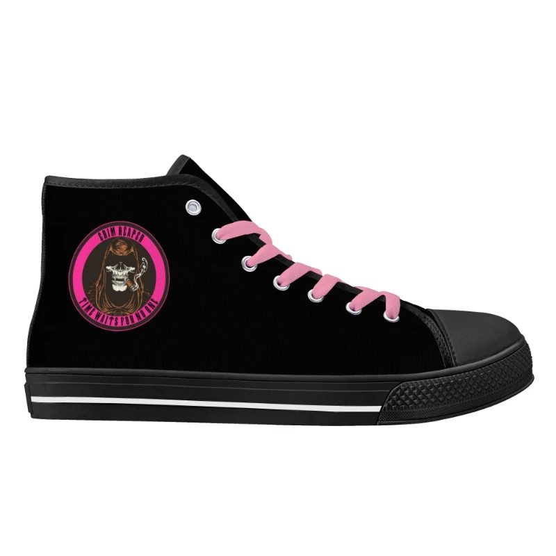 Pink Grim Reaper Rubber High Top Canvas Shoes
