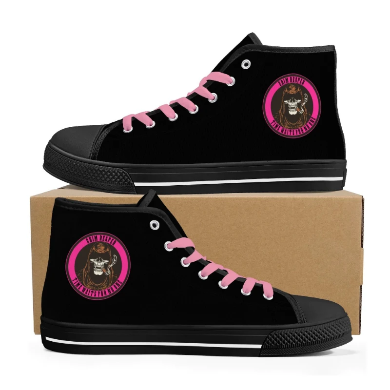 Pink Grim Reaper Rubber High Top Canvas Shoes