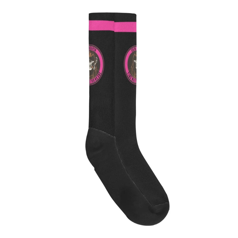 Pink Grim Reaper Crew Socks Deluxe
