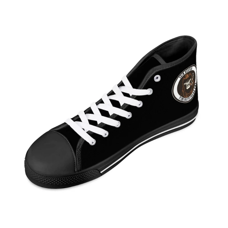 White Grim Reaper Rubber High Top Canvas Shoes