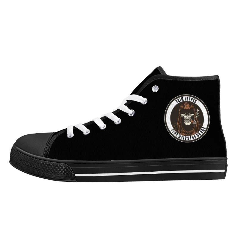 White Grim Reaper Rubber High Top Canvas Shoes