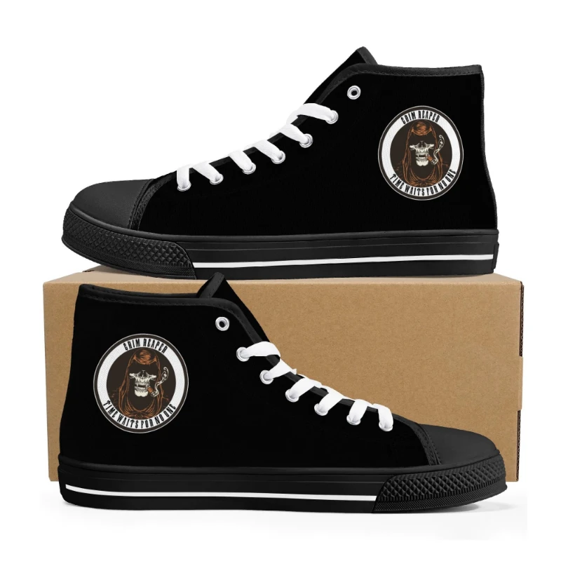 White Grim Reaper Rubber High Top Canvas Shoes