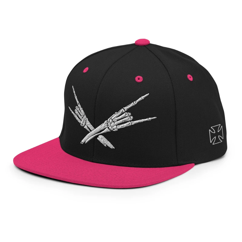 classic-snapback-black-neon-pink-left-front-668ea9bf214d3 Metal X Skeleton Hands Multicolour Classic Snapback Hats