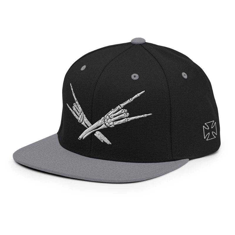 classic-snapback-black-silver-left-front-668ea9bf26245 Metal X Skeleton Hands Multicolour Classic Snapback Hats