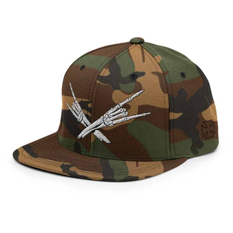 classic-snapback-green-camo-left-front-668eb35d254f4 Metal X Skeleton Hands Multicolour Classic Snapback Hats