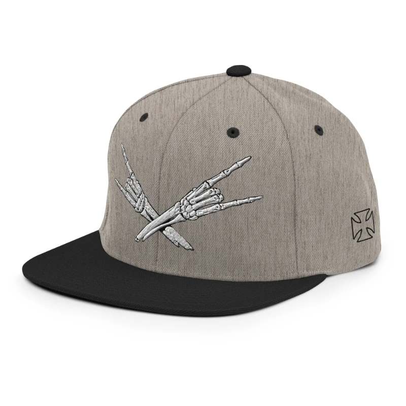 classic-snapback-heather-black-left-front-668eb35d5a466 Metal X Skeleton Hands Multicolour Classic Snapback Hats