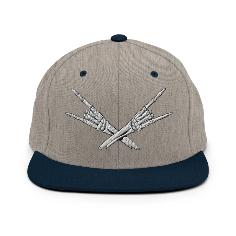 classic-snapback-heather-grey-navy-front-668eb35d5bc85 Metal X Skeleton Hands Multicolour Classic Snapback Hats