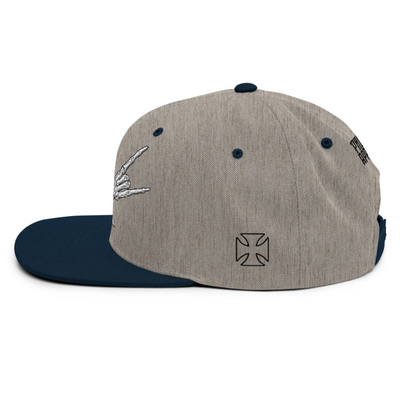 classic-snapback-heather-grey-navy-left-side-668eb35d6a354 Metal X Skeleton Hands Multicolour Classic Snapback Hats