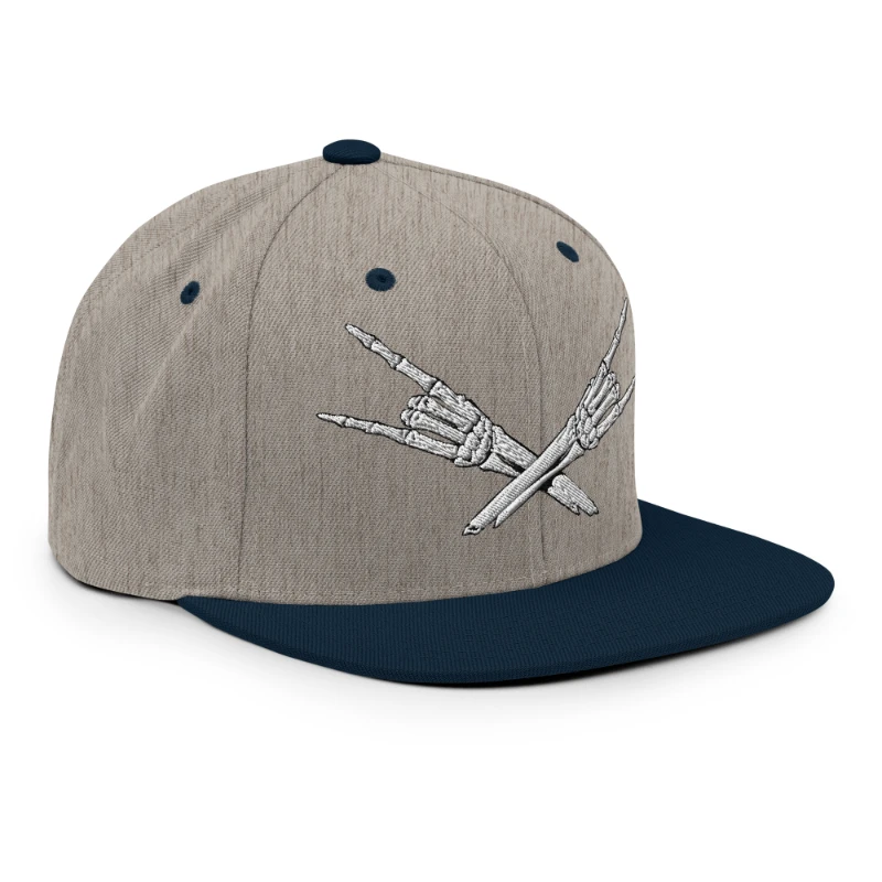 classic-snapback-heather-grey-navy-right-front-668eb35d61d30 Metal X Skeleton Hands Multicolour Classic Snapback Hats