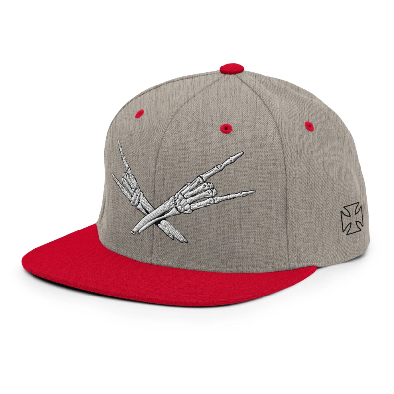 classic-snapback-heather-grey-red-left-front-668eb35d7b7d7 Metal X Skeleton Hands Multicolour Classic Snapback Hats