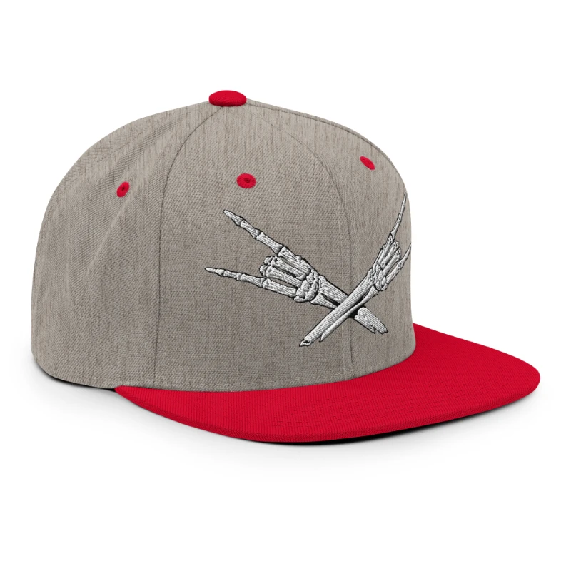 classic-snapback-heather-grey-red-right-front-668eb35d71037 Metal X Skeleton Hands Multicolour Classic Snapback Hats