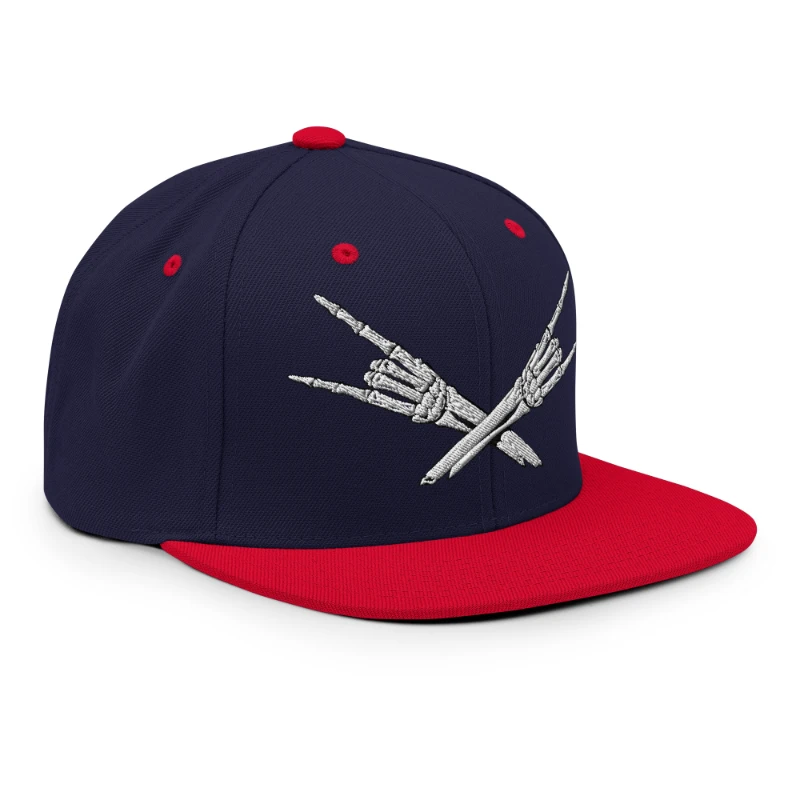 classic-snapback-navy-red-right-front-668eb35d02926 Metal X Skeleton Hands Multicolour Classic Snapback Hats