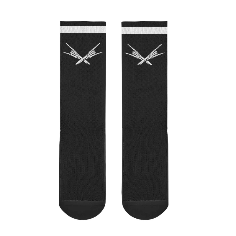 Metal X Skeleton Hands Crew Socks