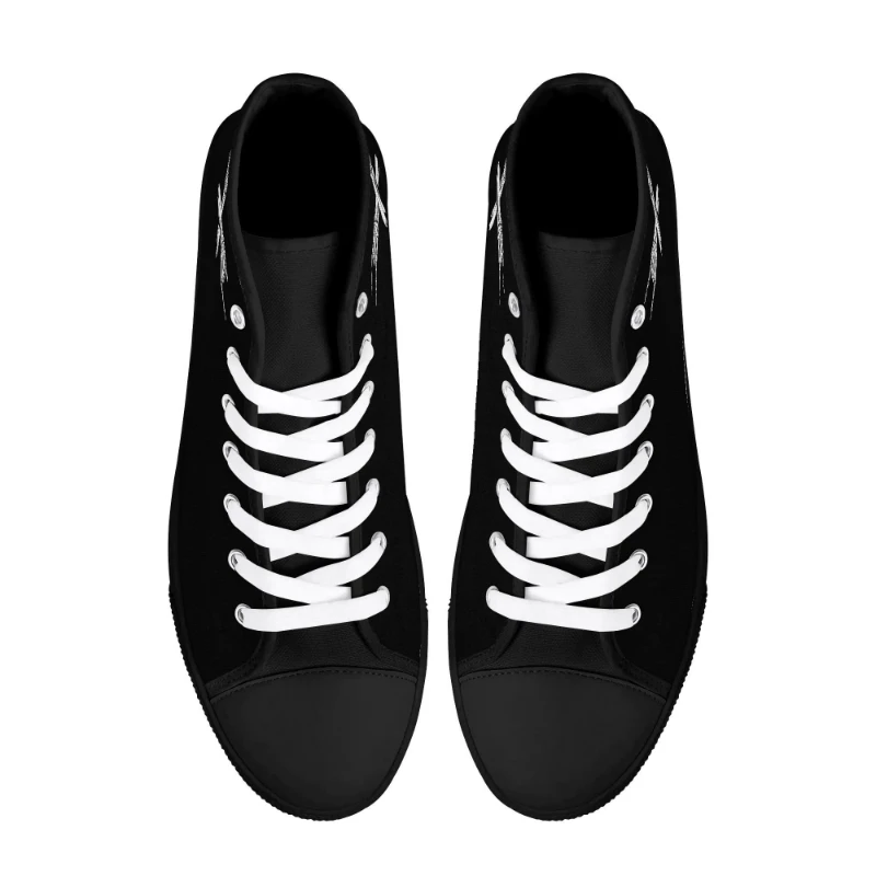Metal X Skeleton Hands Men's Rubber High Top Canvas Shoes