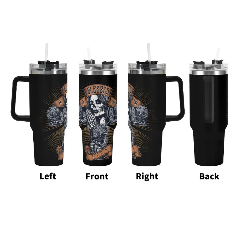 Blessed Ar The Sick 40oz Stainless Steel Tumbler With Black Handle and Straw