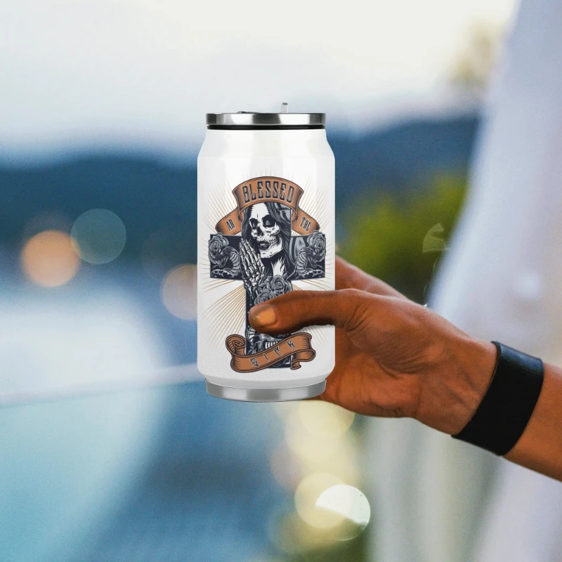 Blessed ar the Sick 300ml Stainless Steel Can Shaped Soda Cup Travel Tumbler