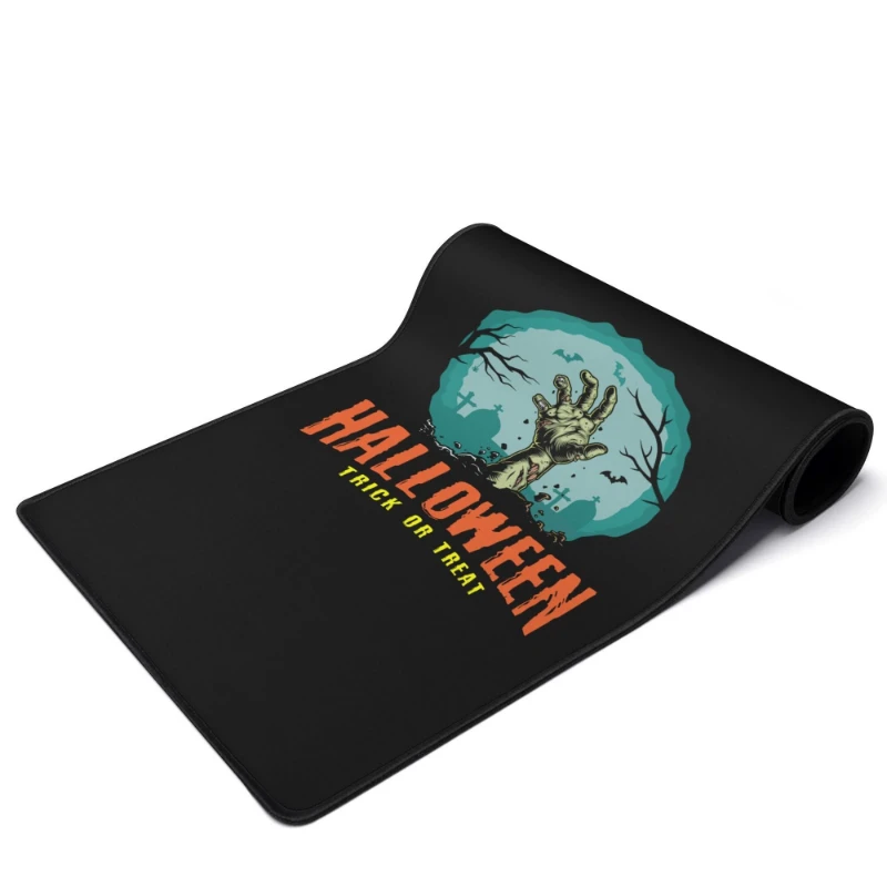 Halloween Zombie Hand Trick or Treat 2 Big Rectangle Rubber Gaming Mousepad +