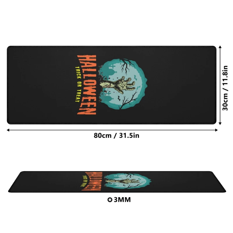 Halloween Zombie Hand Trick or Treat 2 Big Rectangle Rubber Gaming Mousepad +
