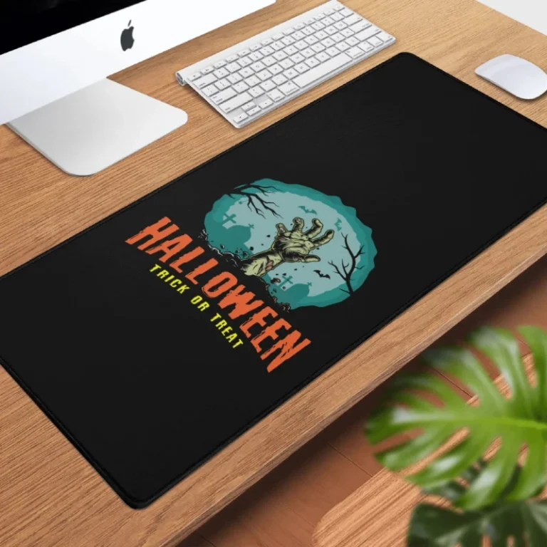 Halloween Zombie Hand Trick or Treat 2 Big Rectangle Rubber Gaming Mousepad +
