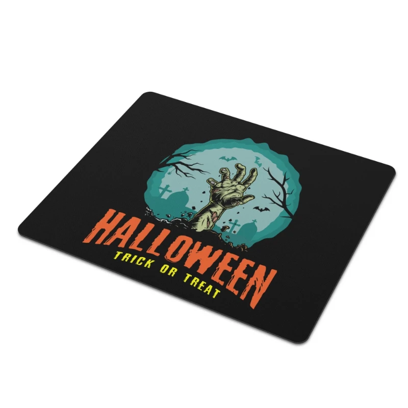 Halloween Zombie Hand Trick or Treat 2 Square Rubber Mouse Pad