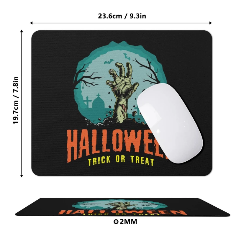 Halloween Zombie Hand Trick or Treat 2 Square Rubber Mouse Pad