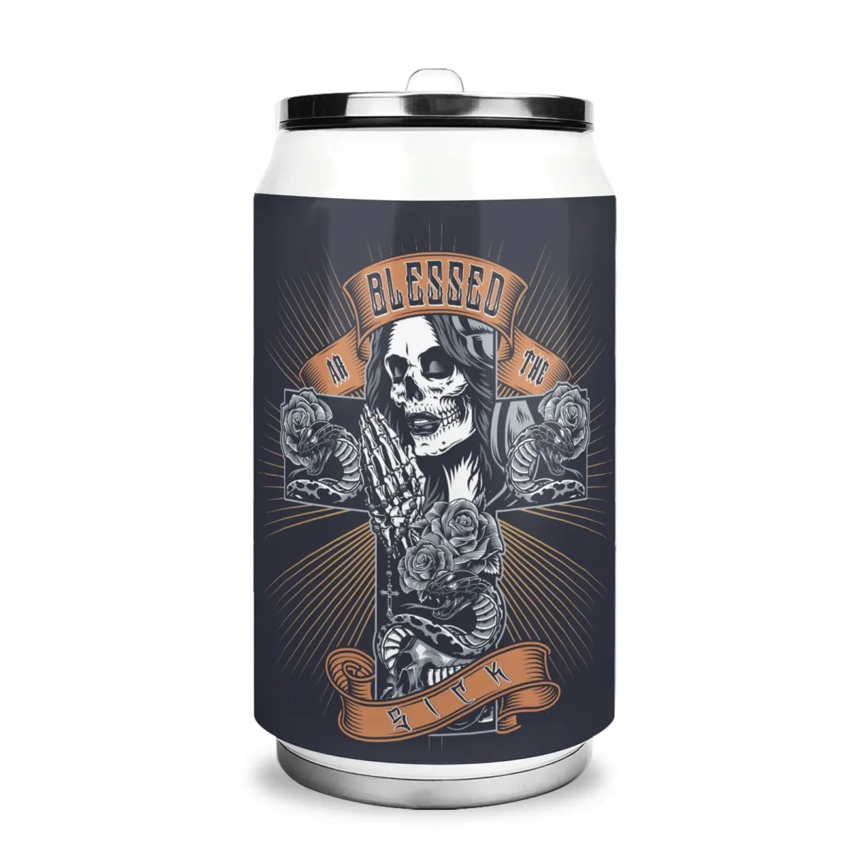 Blessed ar the Sick 300ml Stainless Steel Can Shaped Soda Cup Travel Tumbler