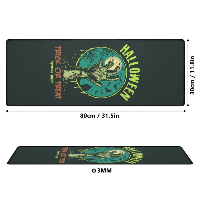Halloween Zombie Hand Trick or Treat Big Rectangle Rubber Gaming Mousepad +