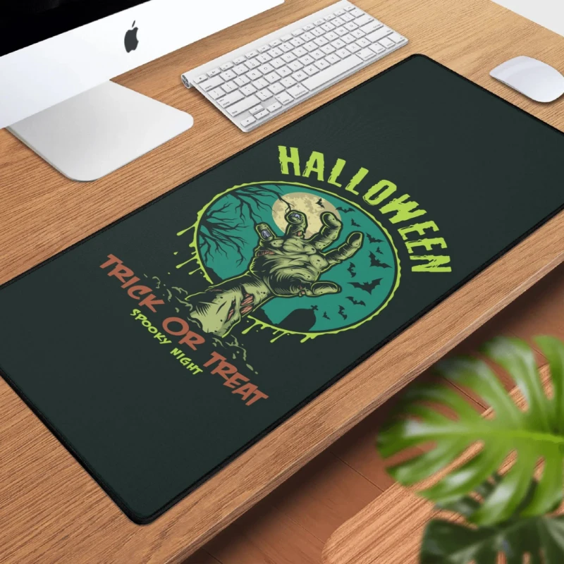 Halloween Zombie Hand Trick or Treat Big Rectangle Rubber Gaming Mousepad +